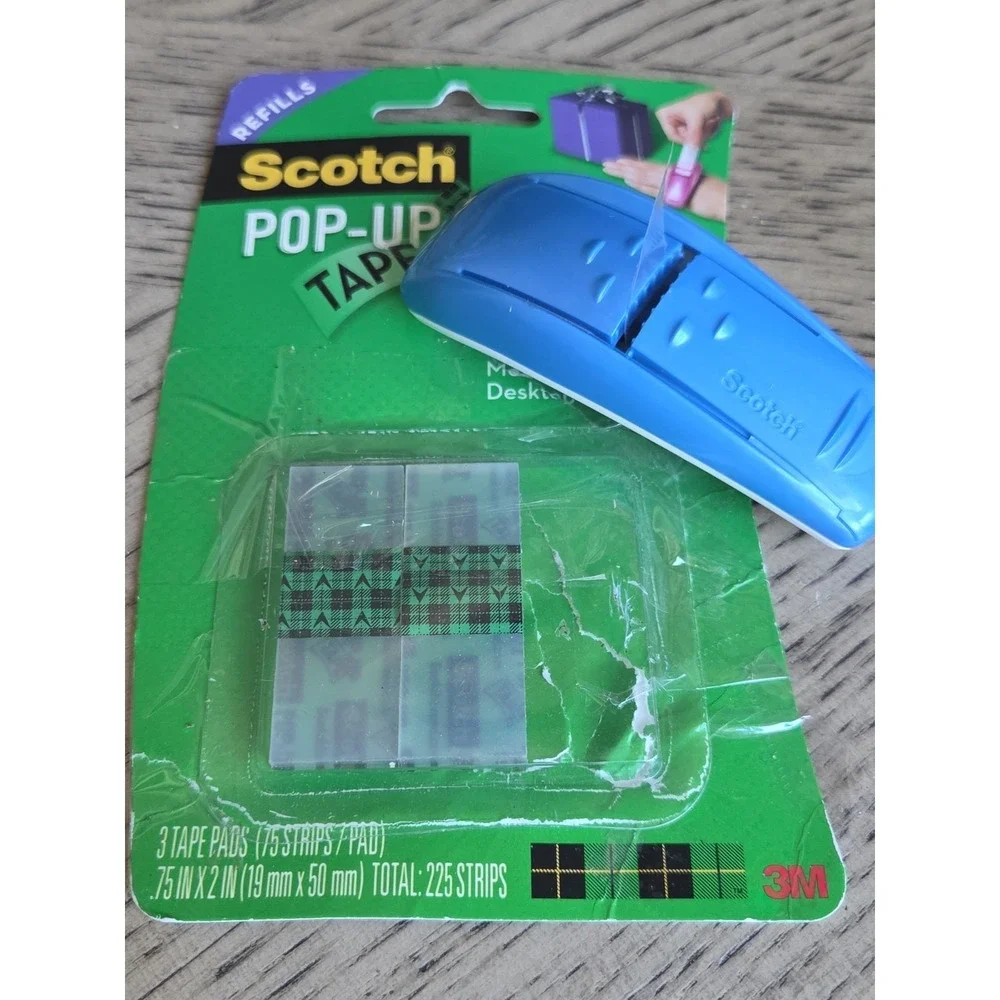 Scotch Pop Up Tape Handband Dispenser With Tape Refill Strips New Aqua Blue